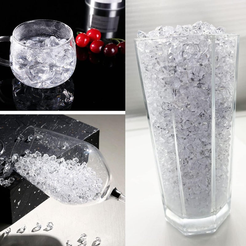 Cayway Fake Ice Crystal Rocks Fakes Ice Cubes, 14mm Doll House Ice Cubes for Dollhouse Cups Sprinkle Decorations, Clear Plastic Ice Cubes for Dollhouse Kitchen Food Accessories - Image 4