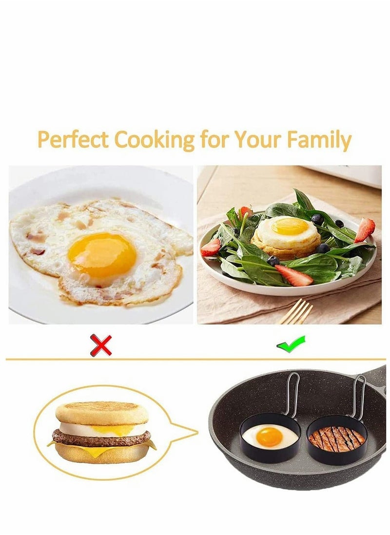 SYOSI Egg Ring Mold 4 Pack Stainless Steel Non-Stick Metal Circle Shaper Round Egg Cooker Rings Maker Set For Frying Mcmuffin Shaping Eggs Sandwiches With Silicone Brush S-Shaped Hook Oven Glove  - Image 2