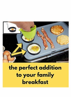 SYOSI Egg Ring Mold 4 Pack Stainless Steel Non-Stick Metal Circle Shaper Round Egg Cooker Rings Maker Set For Frying Mcmuffin Shaping Eggs Sandwiches With Silicone Brush S-Shaped Hook Oven Glove  - Image 3