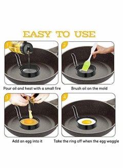 SYOSI Egg Ring Mold 4 Pack Stainless Steel Non-Stick Metal Circle Shaper Round Egg Cooker Rings Maker Set For Frying Mcmuffin Shaping Eggs Sandwiches With Silicone Brush S-Shaped Hook Oven Glove  - Image 5
