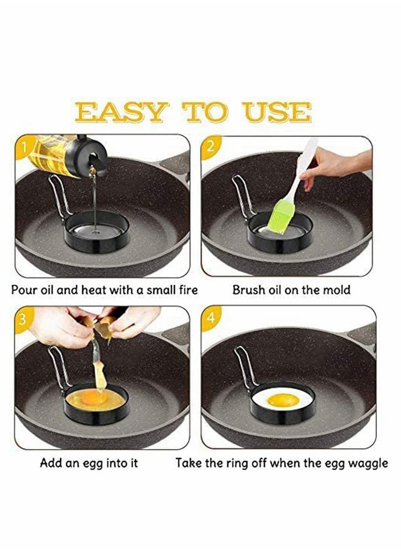 SYOSI Egg Ring Mold 4 Pack Stainless Steel Non-Stick Metal Circle Shaper Round Egg Cooker Rings Maker Set For Frying Mcmuffin Shaping Eggs Sandwiches With Silicone Brush S-Shaped Hook Oven Glove  - Image 5