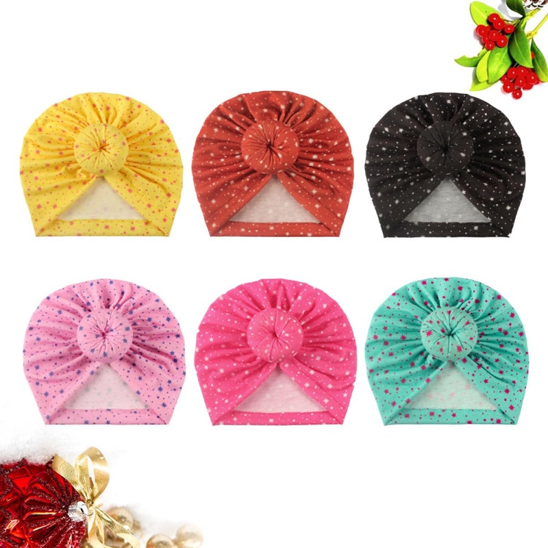 6pcs Newborn Baby Boy Cotton Knotted Donut Hats Soft Headwear Beanie Caps - Image 3