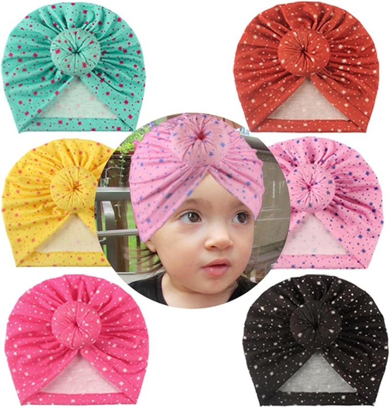 6pcs Newborn Baby Boy Cotton Knotted Donut Hats Soft Headwear Beanie Caps - Image 1