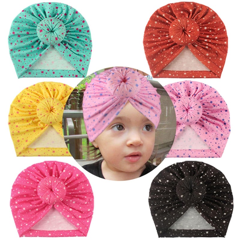 6pcs Newborn Baby Boy Cotton Knotted Donut Hats Soft Headwear Beanie Caps - Image 2