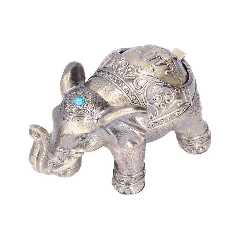 Cigar Ashtray Vintage Elephant Wind Proof Embossed Design Durable Metal Nonslip Stable Exquisite Elephant Ashtray - Image 4