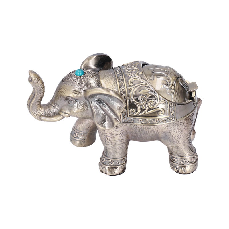 Cigar Ashtray Vintage Elephant Wind Proof Embossed Design Durable Metal Nonslip Stable Exquisite Elephant Ashtray - Image 1