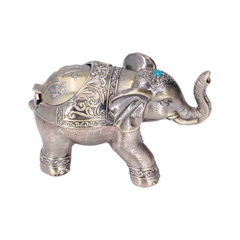 Cigar Ashtray Vintage Elephant Wind Proof Embossed Design Durable Metal Nonslip Stable Exquisite Elephant Ashtray - Image 2