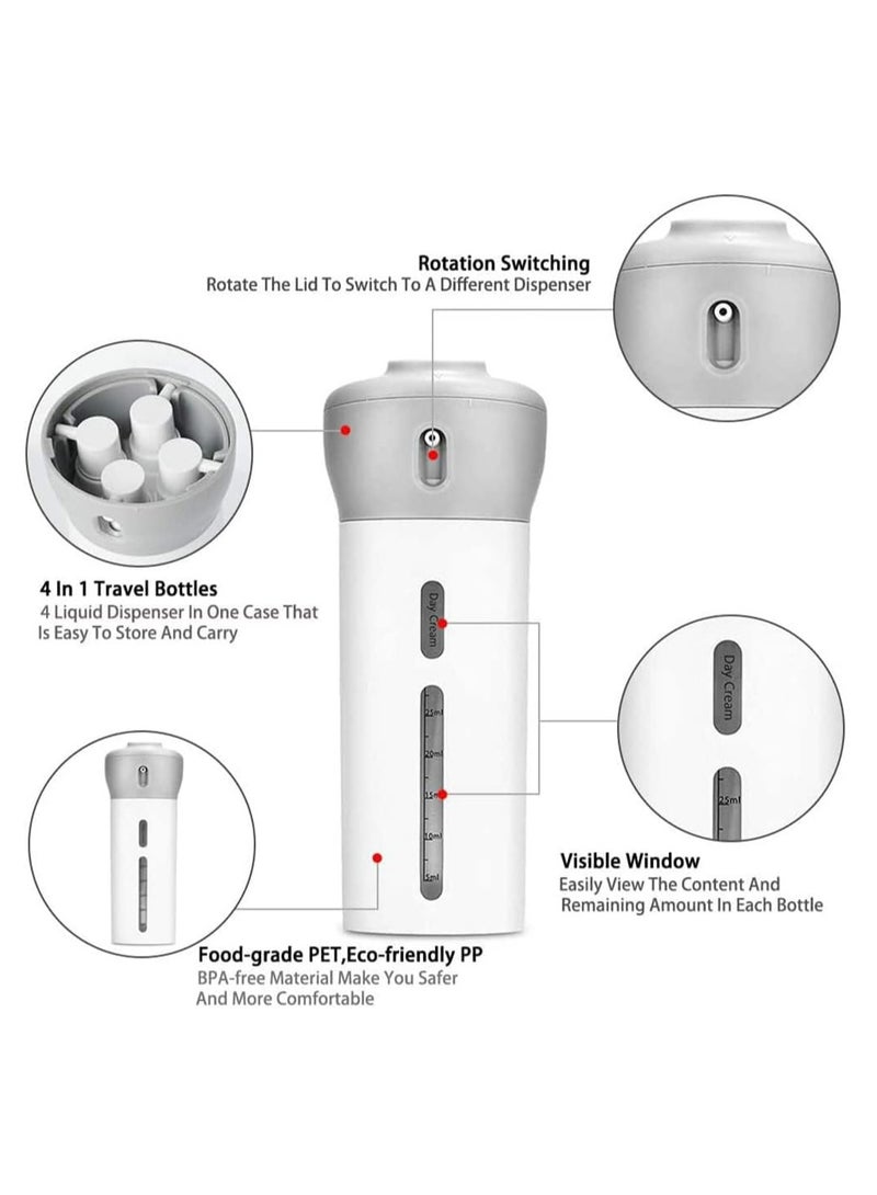 جوي لينك موزع شامبو وبلسم للسفر 4 في 1، حاوية سفر قابلة لإعادة الملء مع مانع للتسرب، موزع شامبو وبلسم للسفر خالٍ من مادة BPA، زجاجات سفر مع 4 موزعات سائلة - Image 2
