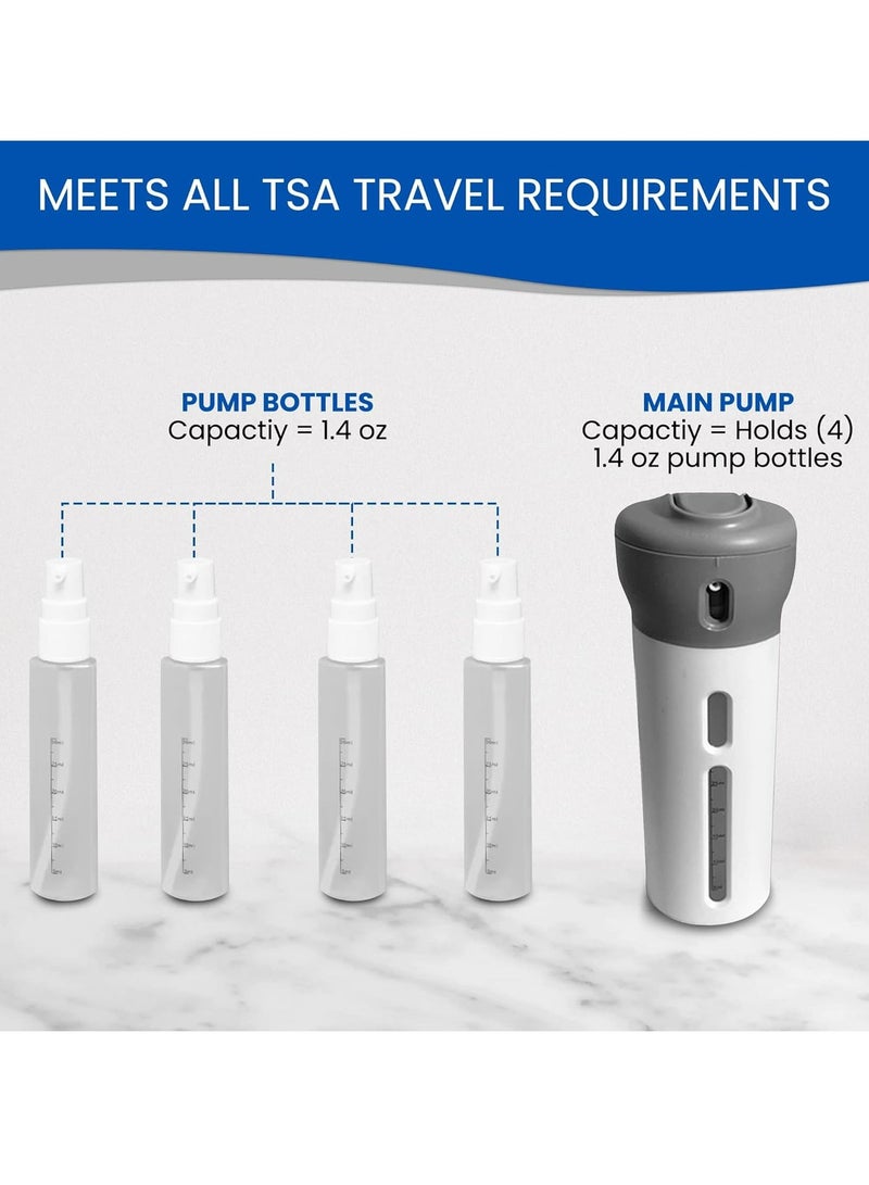 جوي لينك موزع شامبو وبلسم للسفر 4 في 1، حاوية سفر قابلة لإعادة الملء مع مانع للتسرب، موزع شامبو وبلسم للسفر خالٍ من مادة BPA، زجاجات سفر مع 4 موزعات سائلة - Image 4