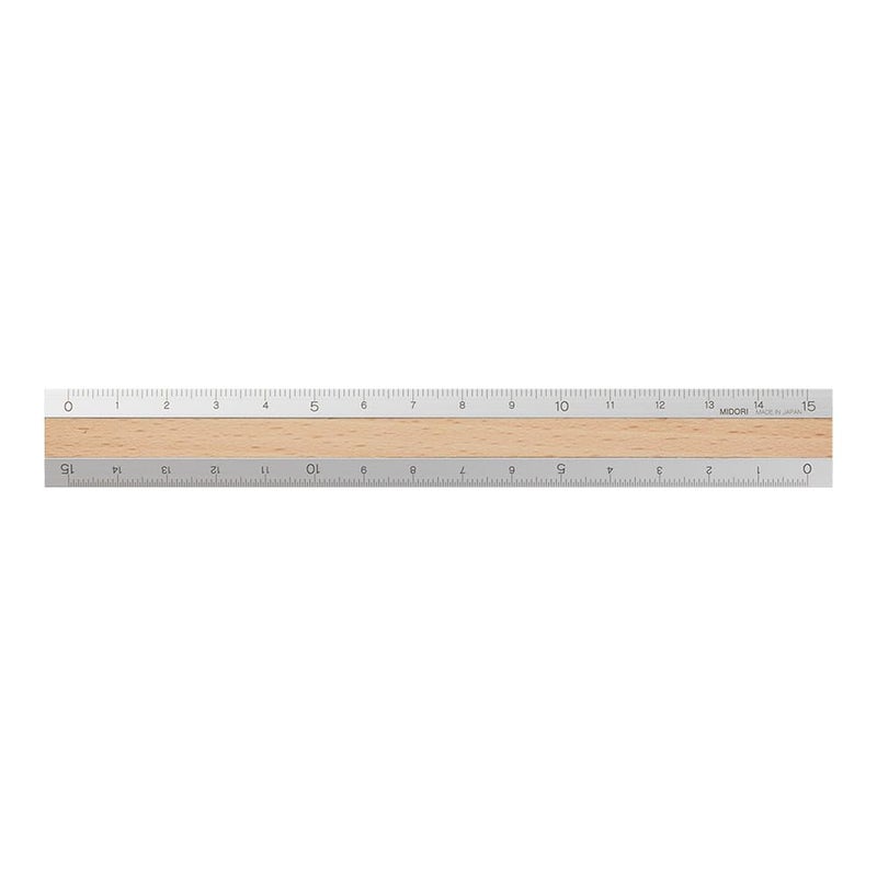 Midori Aluminium + Wood Ruler 15cm Light Brown (42257006)