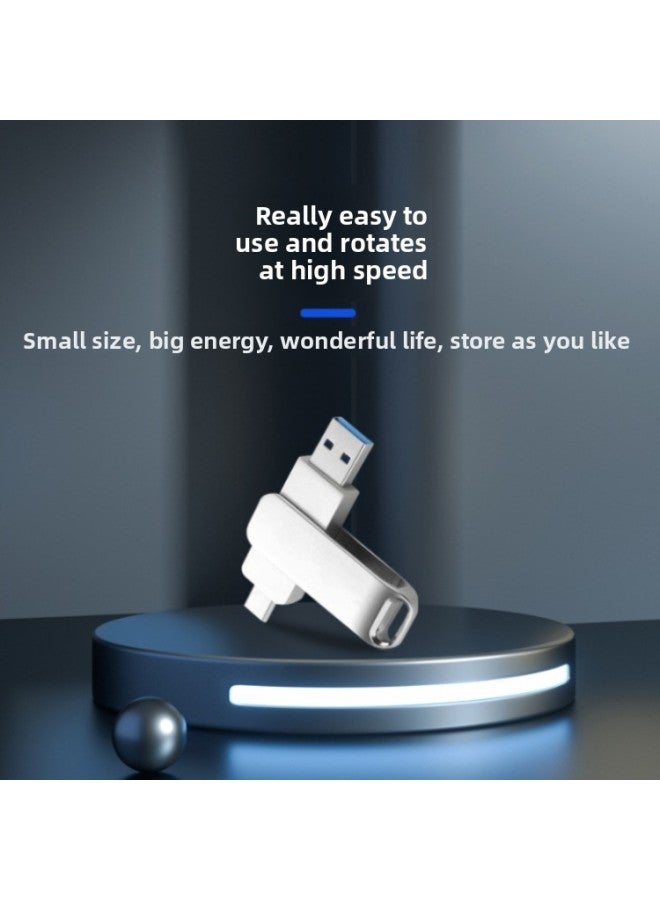 Type-c Mobile Phone Computer Dual-purpose Rotating Metal U Disk Large Capacity 128G Otg USB 64GB Lettering LOGO-Colour:Black-Capacity:256GB-USB 3.0 - Image 4