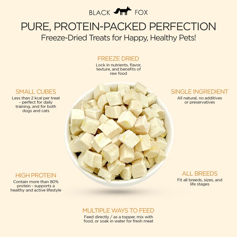 BLACK FOX Freeze-Dried Chicken Breast Training Treats for Dogs and Cats | 330 Treats, 4oz Single Ingredient, Raw, Healthy, All Natural, Human Grade, Recyclable Packaging - Image 2