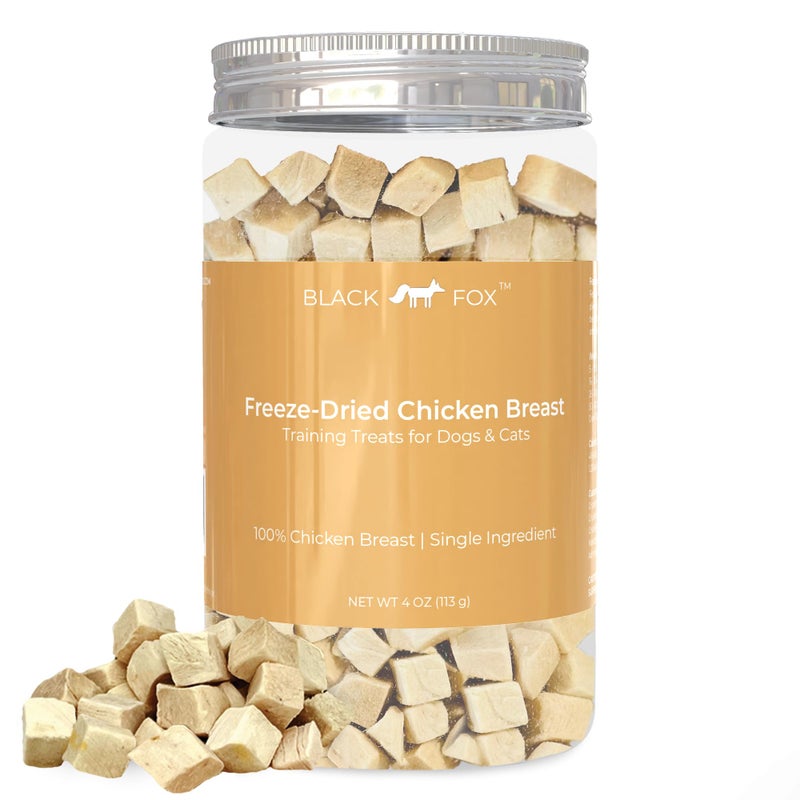BLACK FOX Freeze-Dried Chicken Breast Training Treats for Dogs and Cats | 330 Treats, 4oz Single Ingredient, Raw, Healthy, All Natural, Human Grade, Recyclable Packaging - Image 1