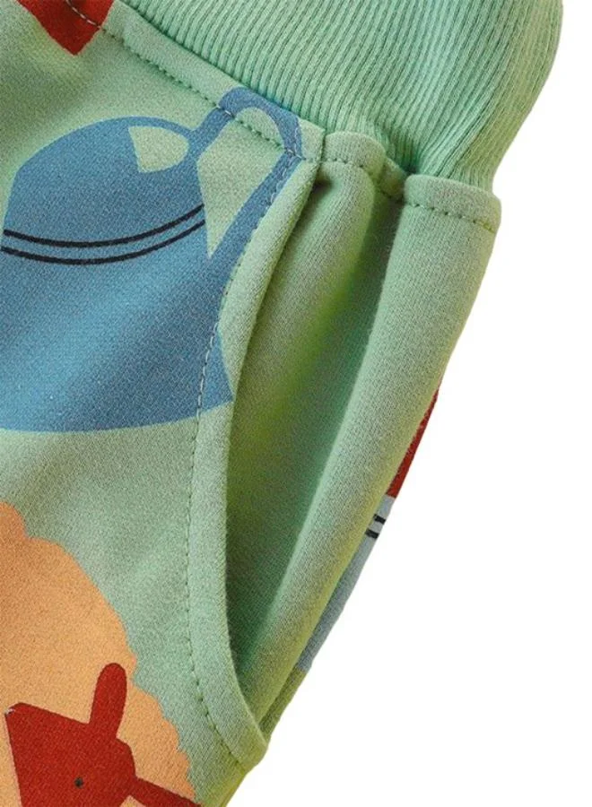 YUNIQEE Green Regular Fit Mid Rise Printed Trackpant
