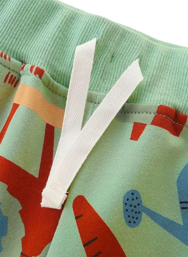 YUNIQEE Green Regular Fit Mid Rise Printed Trackpant