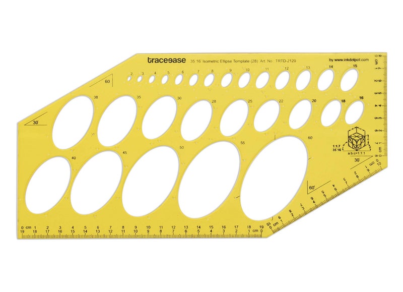 Traceease Geometric Drafting Isometric Ellipse Template Drawing Stencil Designing Template Measuring Ruler - Image 2