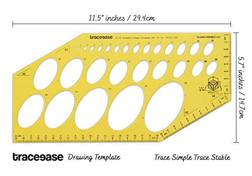Traceease Geometric Drafting Isometric Ellipse Template Drawing Stencil Designing Template Measuring Ruler - Image 3