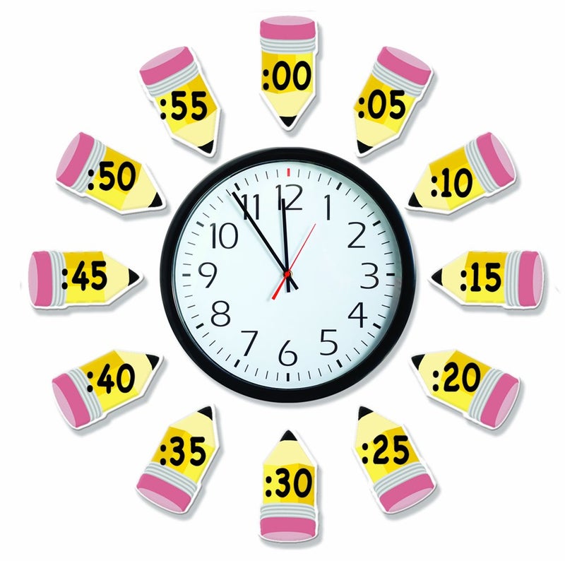 Eureka 'Telling Time' Bulletin Board Analog Clock Practice, 4pc, 17'' W x 24'' L, Model Number: 847423-AWZM - Image 1