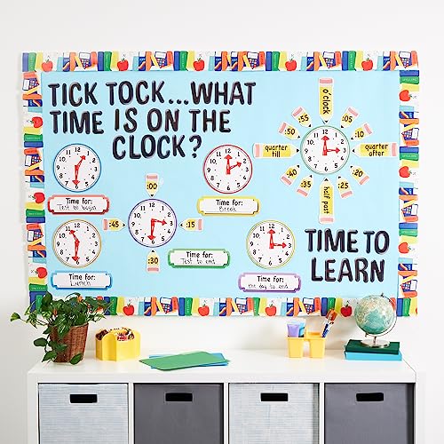 Eureka 'Telling Time' Bulletin Board Analog Clock Practice, 4pc, 17'' W x 24'' L, Model Number: 847423-AWZM - Image 4