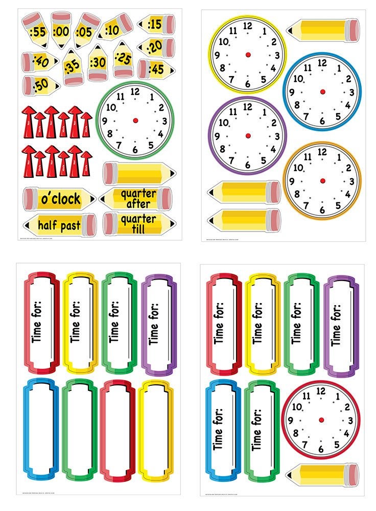 Eureka 'Telling Time' Bulletin Board Analog Clock Practice, 4pc, 17'' W x 24'' L, Model Number: 847423-AWZM - Image 3