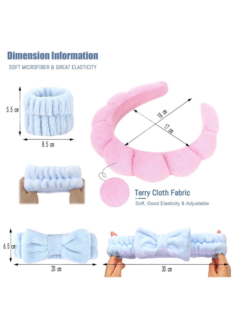 BTFMEI 6PCS Headband Wristband Sets for Washing Face, Makeup Headbands for Women and Girls, Skincare Makeup Removal, Wash Spa Yoga Sports, Shower Head Band Terry Towel Cloth Hair Band - Image 2