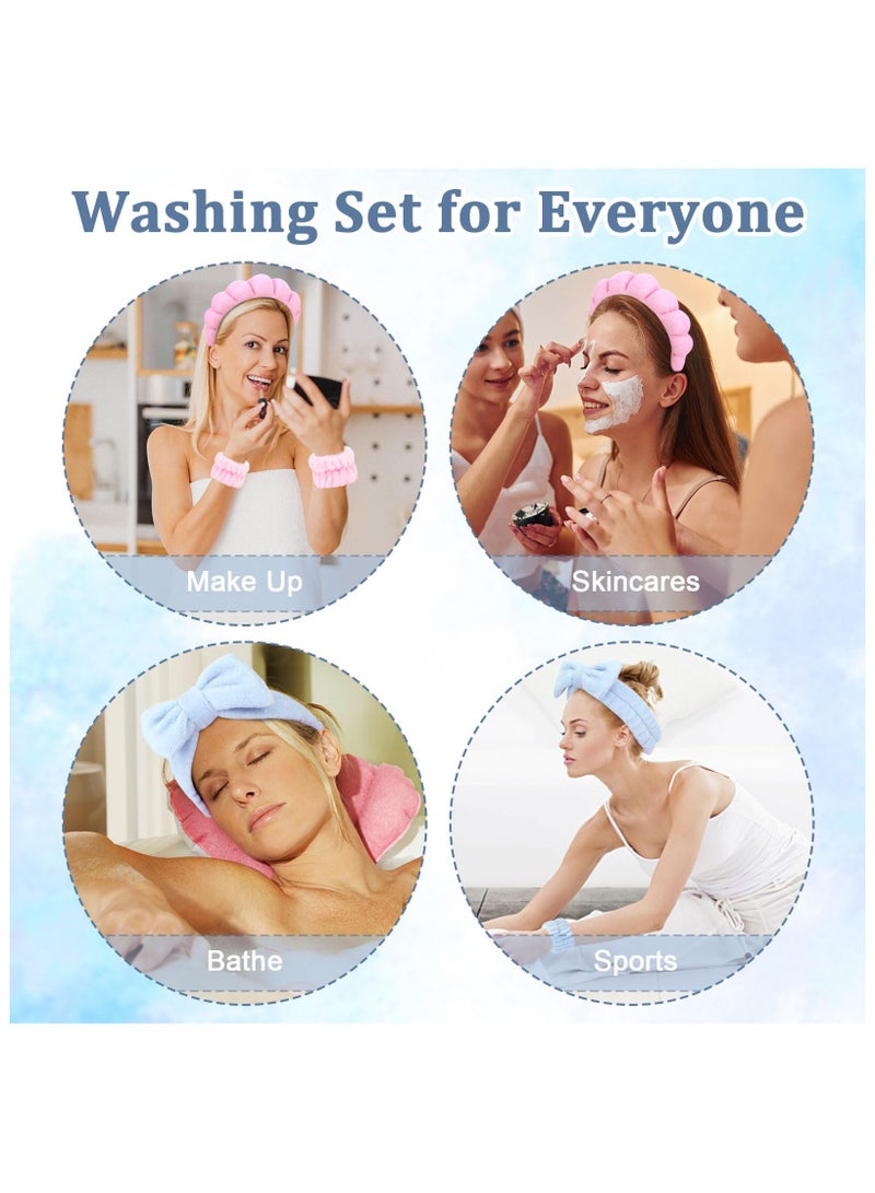 BTFMEI 6PCS Headband Wristband Sets for Washing Face, Makeup Headbands for Women and Girls, Skincare Makeup Removal, Wash Spa Yoga Sports, Shower Head Band Terry Towel Cloth Hair Band - Image 3