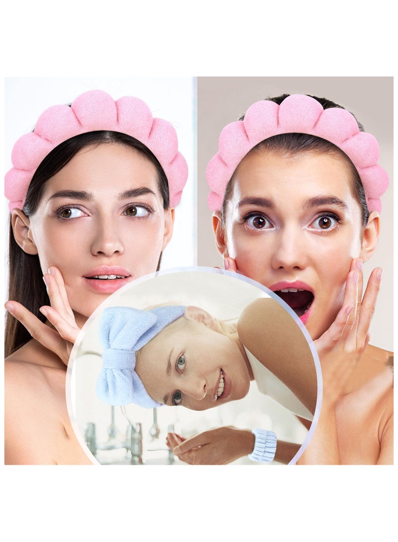 BTFMEI 6PCS Headband Wristband Sets for Washing Face, Makeup Headbands for Women and Girls, Skincare Makeup Removal, Wash Spa Yoga Sports, Shower Head Band Terry Towel Cloth Hair Band - Image 5