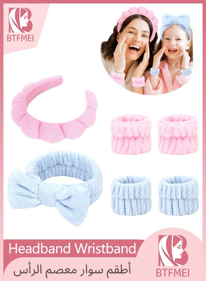 BTFMEI 6PCS Headband Wristband Sets for Washing Face, Makeup Headbands for Women and Girls, Skincare Makeup Removal, Wash Spa Yoga Sports, Shower Head Band Terry Towel Cloth Hair Band - Image 1
