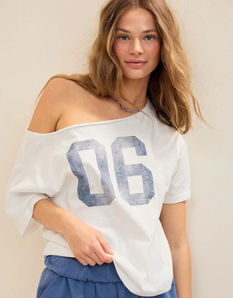 Aerie  Aerie Off-The-Shoulder Relaxed Tee for Women | Best Price UAE