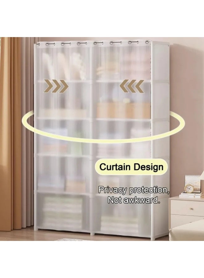 Generic 6-Layer Storage Rack Magazine Bookcase Display Organizer Shelves Book Shelf with Dustproof Curtains  - Image 4
