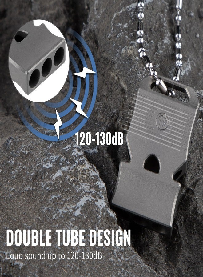 TACRAY Titanium Emergency Survival Whistle - Square Triple-Tube Design, Ultra-Loud 120+dB, Waterproof & Durable, EDC Safety Whistle for Camping, Hiking, Outdoor & Rescue（Gray） - Image 3