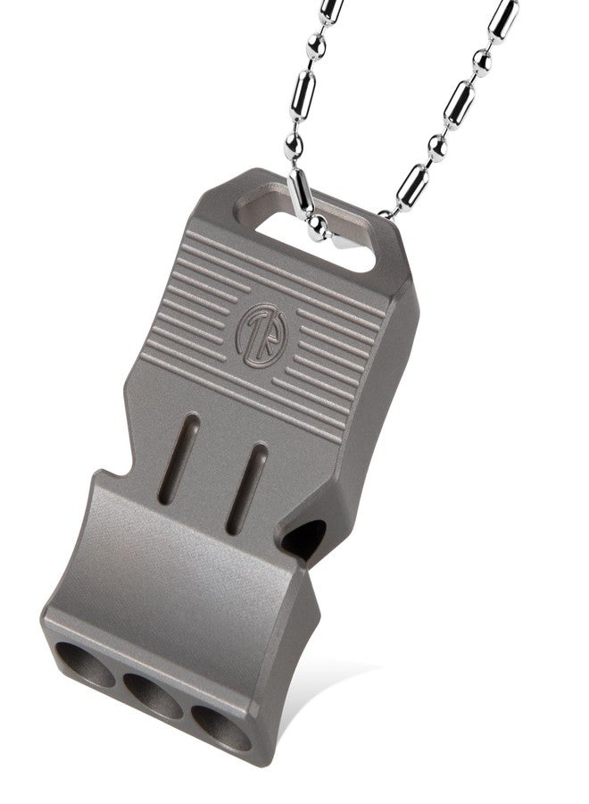 TACRAY Titanium Emergency Survival Whistle - Square Triple-Tube Design, Ultra-Loud 120+dB, Waterproof & Durable, EDC Safety Whistle for Camping, Hiking, Outdoor & Rescue（Gray） - Image 1