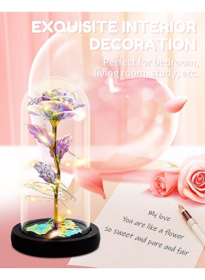 JUGTE Galaxy Rose Light The Beast Rose in Glass Dome Lights Everlasting Crystal Rose Flowers Gift Diwali Gift for Wife/Girlfriend/Sister Birthday (Multi) - Image 3