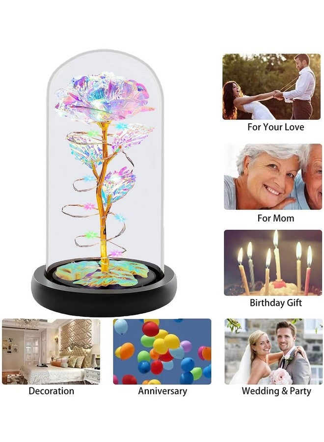 JUGTE Galaxy Rose Light The Beast Rose in Glass Dome Lights Everlasting Crystal Rose Flowers Gift Diwali Gift for Wife/Girlfriend/Sister Birthday (Multi) - Image 5