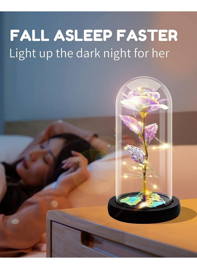 JUGTE Galaxy Rose Light The Beast Rose in Glass Dome Lights Everlasting Crystal Rose Flowers Gift Diwali Gift for Wife/Girlfriend/Sister Birthday (Multi) - Image 4