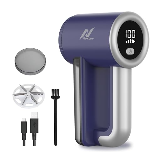 NexLev Rechargeable Lint Remover | for Woollen Sweaters Shirts Coat Curtains & Carpets | Rue & Burr Remover | 180 Min Use | TypeC | SS Blade | 2000mAh | 3 Speed Modes | Safety Lock | LR-02 - Image 1