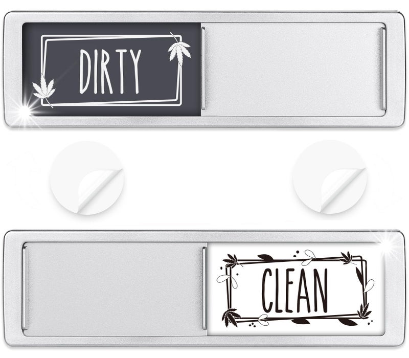 Cimkiz Dishwasher Magnet Clean Dirty Sign Shutter Only Changes When You Push It Non-Scratching Strong Magnet Or 3M Adhesive Options Indicator Tells Whether Dishes Are Clean Or Dirty (Gray/White) - Image 1