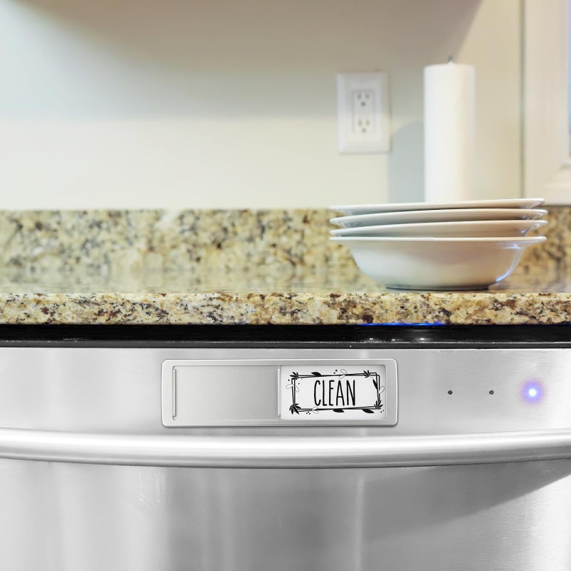 Cimkiz Dishwasher Magnet Clean Dirty Sign Shutter Only Changes When You Push It Non-Scratching Strong Magnet Or 3M Adhesive Options Indicator Tells Whether Dishes Are Clean Or Dirty (Gray/White) - Image 5
