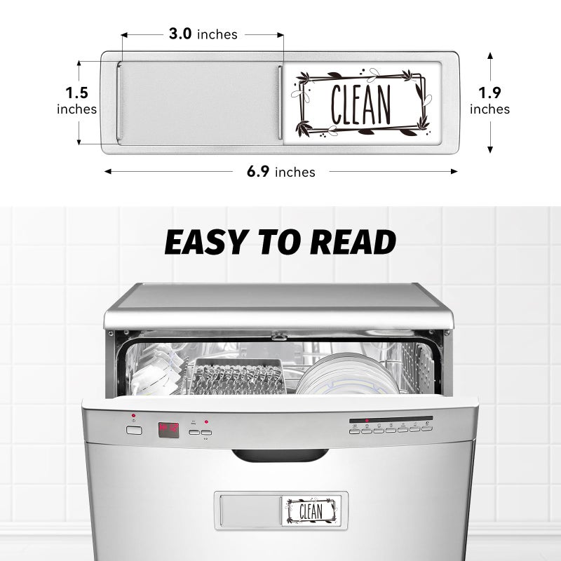 Cimkiz Dishwasher Magnet Clean Dirty Sign Shutter Only Changes When You Push It Non-Scratching Strong Magnet Or 3M Adhesive Options Indicator Tells Whether Dishes Are Clean Or Dirty (Gray/White) - Image 2
