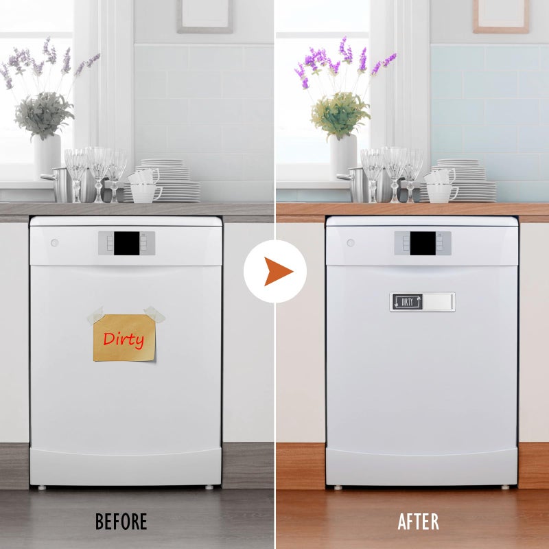 Cimkiz Dishwasher Magnet Clean Dirty Sign Shutter Only Changes When You Push It Non-Scratching Strong Magnet Or 3M Adhesive Options Indicator Tells Whether Dishes Are Clean Or Dirty (Gray/White) - Image 4