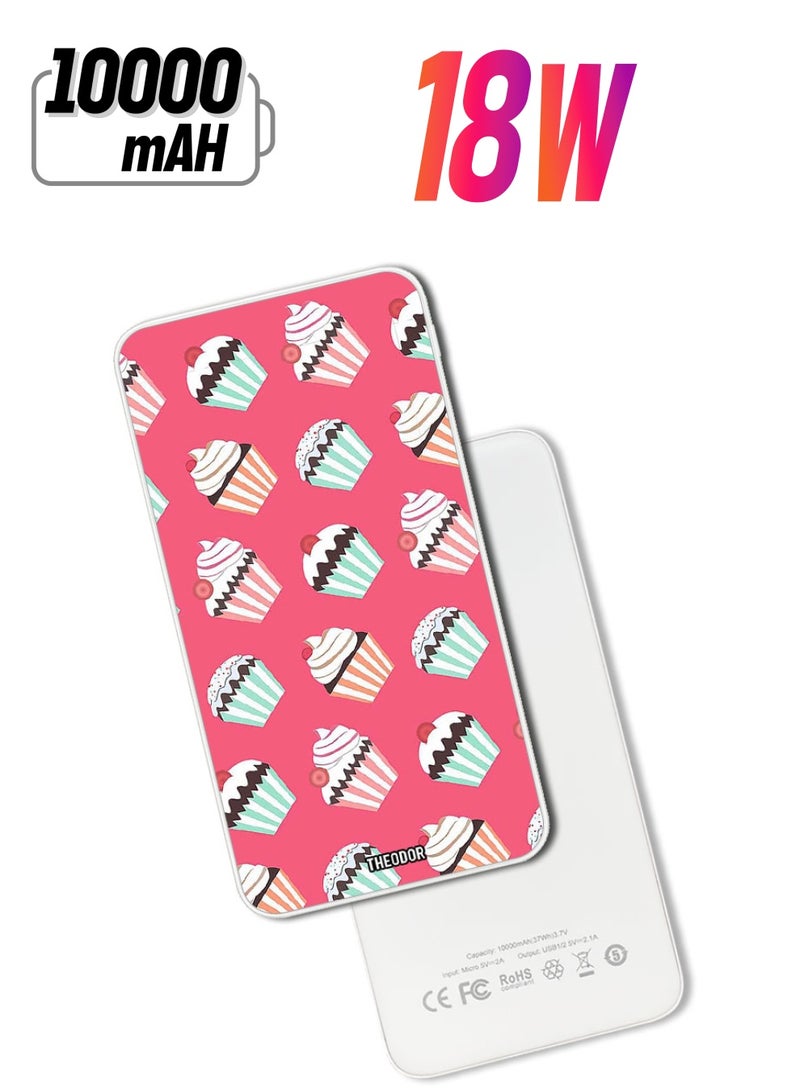 Theodor 10,000 mAh Super Fast Charging Ultra Compact Power Bank with Quick Charge & Power Delivery, Portable Charger For iPhone and Android Ice Cream Con - Image 1