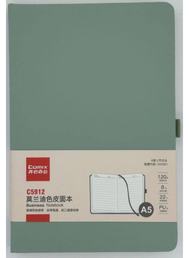 كوميكس كومكس - دفتر بغلاف مقوى مع حامل قلم 120ورقة - مقاس A5 - لون اخضر فاتح - Image 1