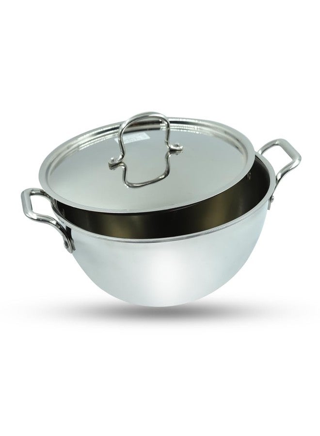 appeasy Stainless Steel Triply Kadai with Lid Built with Three Layers with Induction Base Compatible for Daily Use. (24 cm (2.5 LTR)) - Image 1