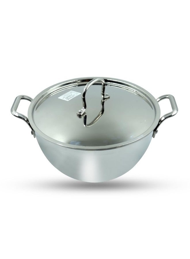 appeasy Stainless Steel Triply Kadai with Lid Built with Three Layers with Induction Base Compatible for Daily Use. (24 cm (2.5 LTR)) - Image 5