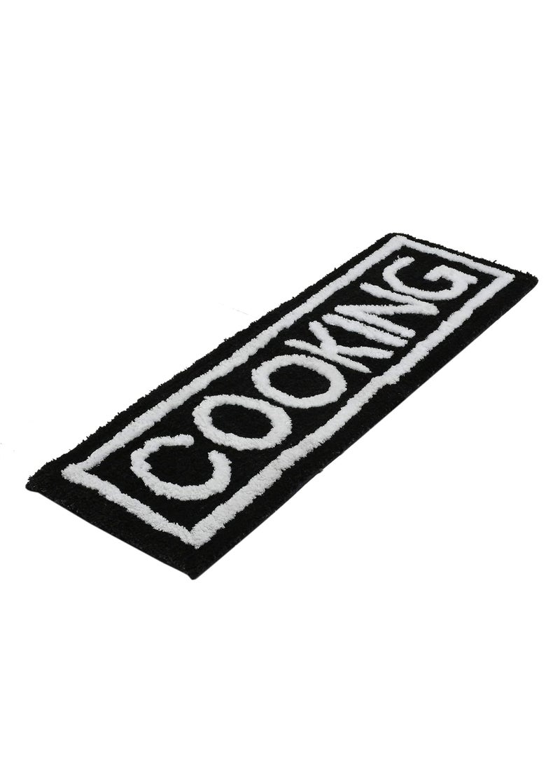 AEROHAVEN AEROHAVEN Glorious Super Soft Microfiber Abstract Cooking Designer Anti Slip Kitchen Runner Rug BR20 Black 40 cm x 120 cm Runner  - Image 2