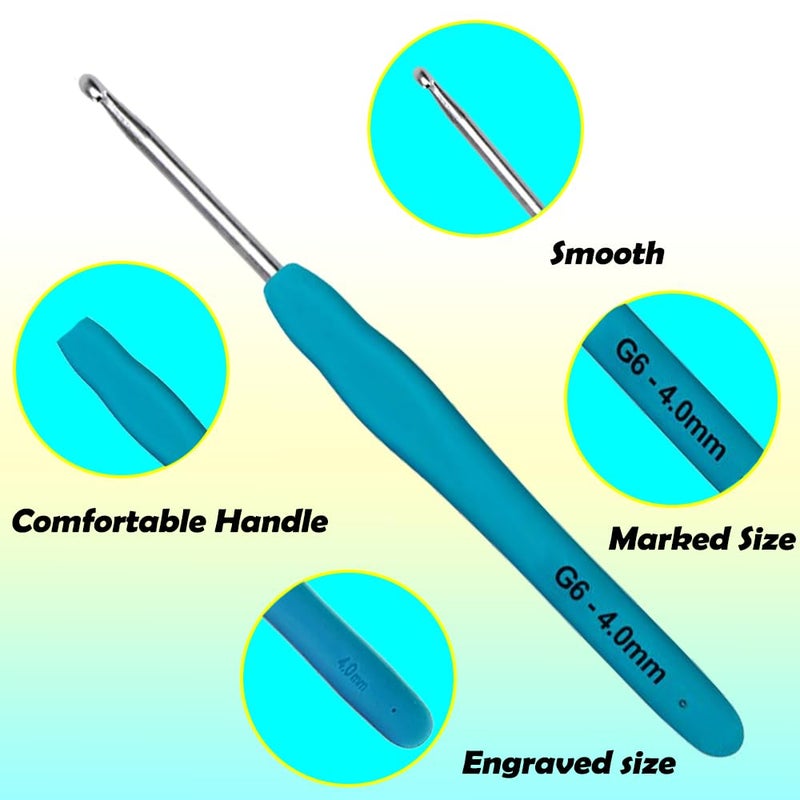 Yarniss Ergonomic Crochet Hooks Set, 9 Sizes Crochet Hooks with Case 2.0mm~6.0mm - Image 2