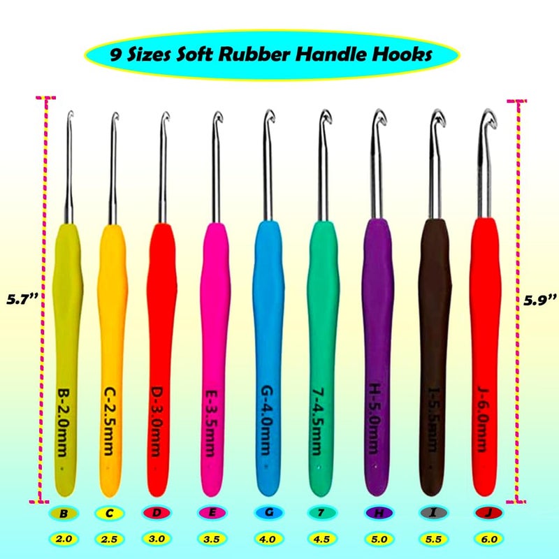 Yarniss Ergonomic Crochet Hooks Set, 9 Sizes Crochet Hooks with Case 2.0mm~6.0mm - Image 5