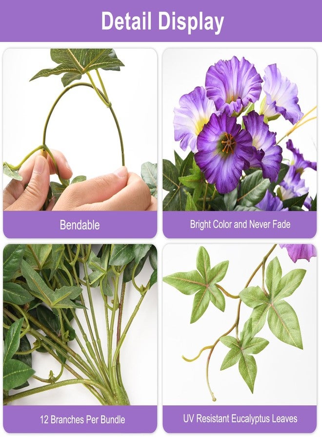 ZFProcess Artificial Fake Flowers Hanging Plants for Outdoor Spring Summer Decor, 2Pcs Faux Petunias Realistic Flowers Silk Morning Glory UV Resistant No Fade for Home Outside Garden Patio Yard Porch(Purple) - Image 5