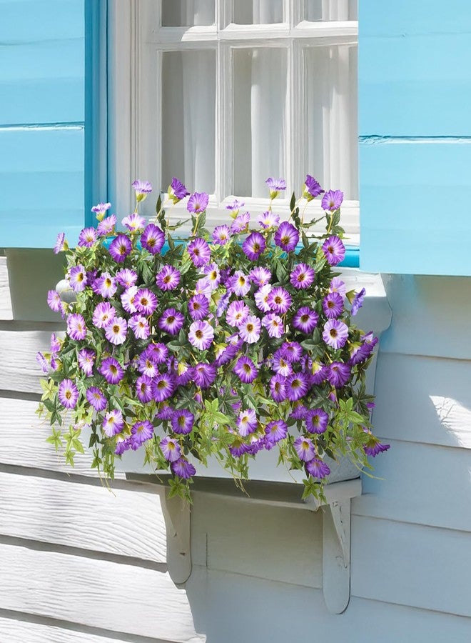 ZFProcess Artificial Fake Flowers Hanging Plants for Outdoor Spring Summer Decor, 2Pcs Faux Petunias Realistic Flowers Silk Morning Glory UV Resistant No Fade for Home Outside Garden Patio Yard Porch(Purple) - Image 4