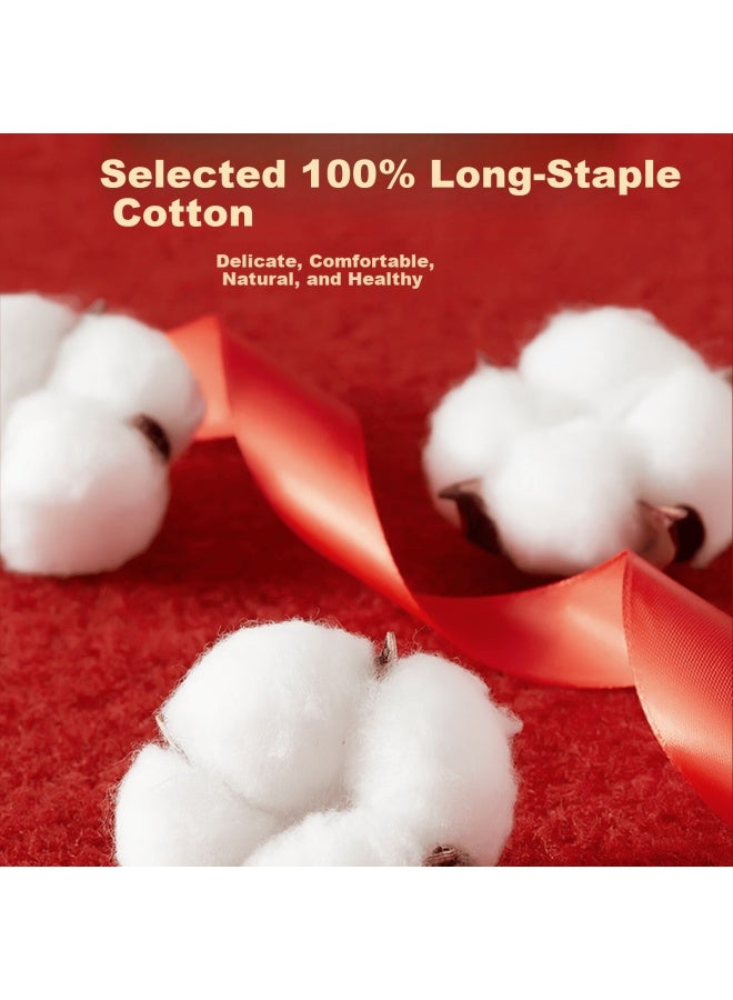 LANG SHA Langsha Women's Socks Red Double-needle Pure Cotton Antibacterial Year Of The Horse Couple Wedding Striped Mid-calf Socks - Image 2